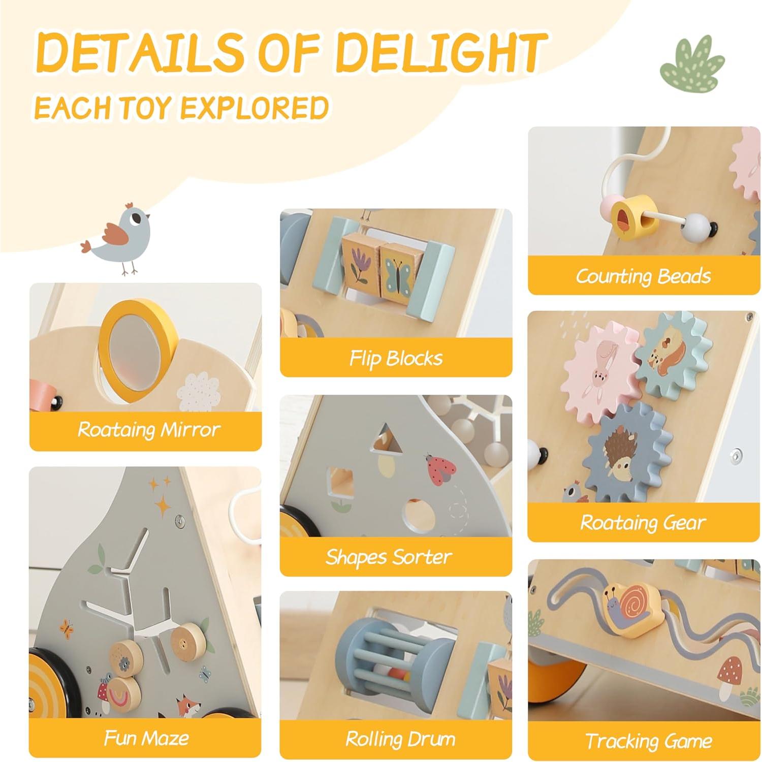 Andador de Madera Montessori J23S09 Altura Ajustable 3.18kg