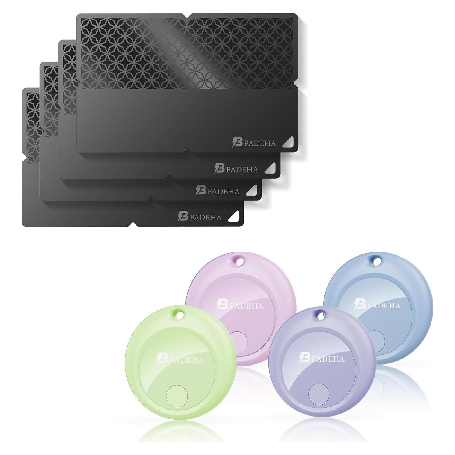 Conjunto de Seguimiento BFADEHA 4P Negro para Llaves y Mascotas