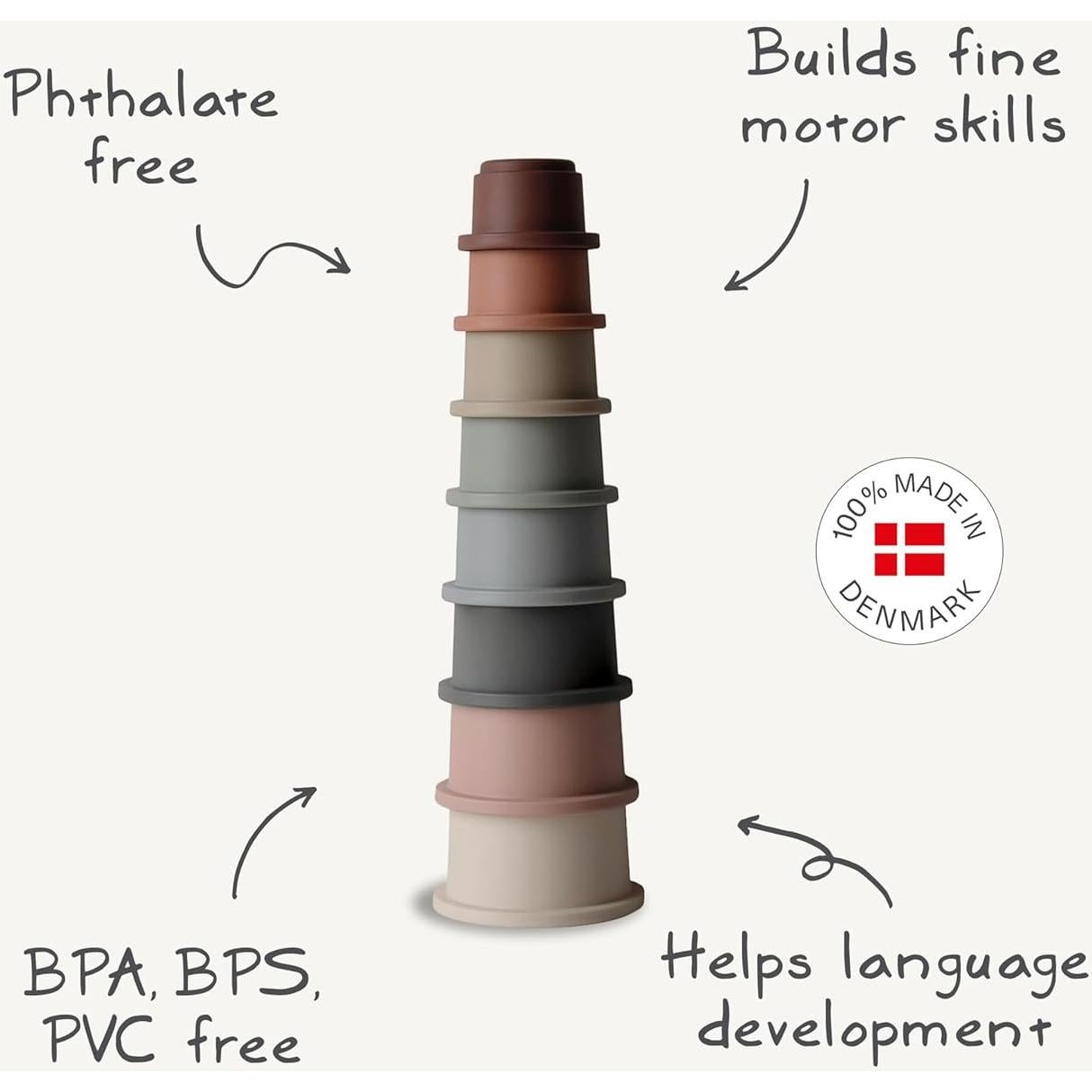 Tazas Apilables Mushie Original 8,26 cm para Bebés