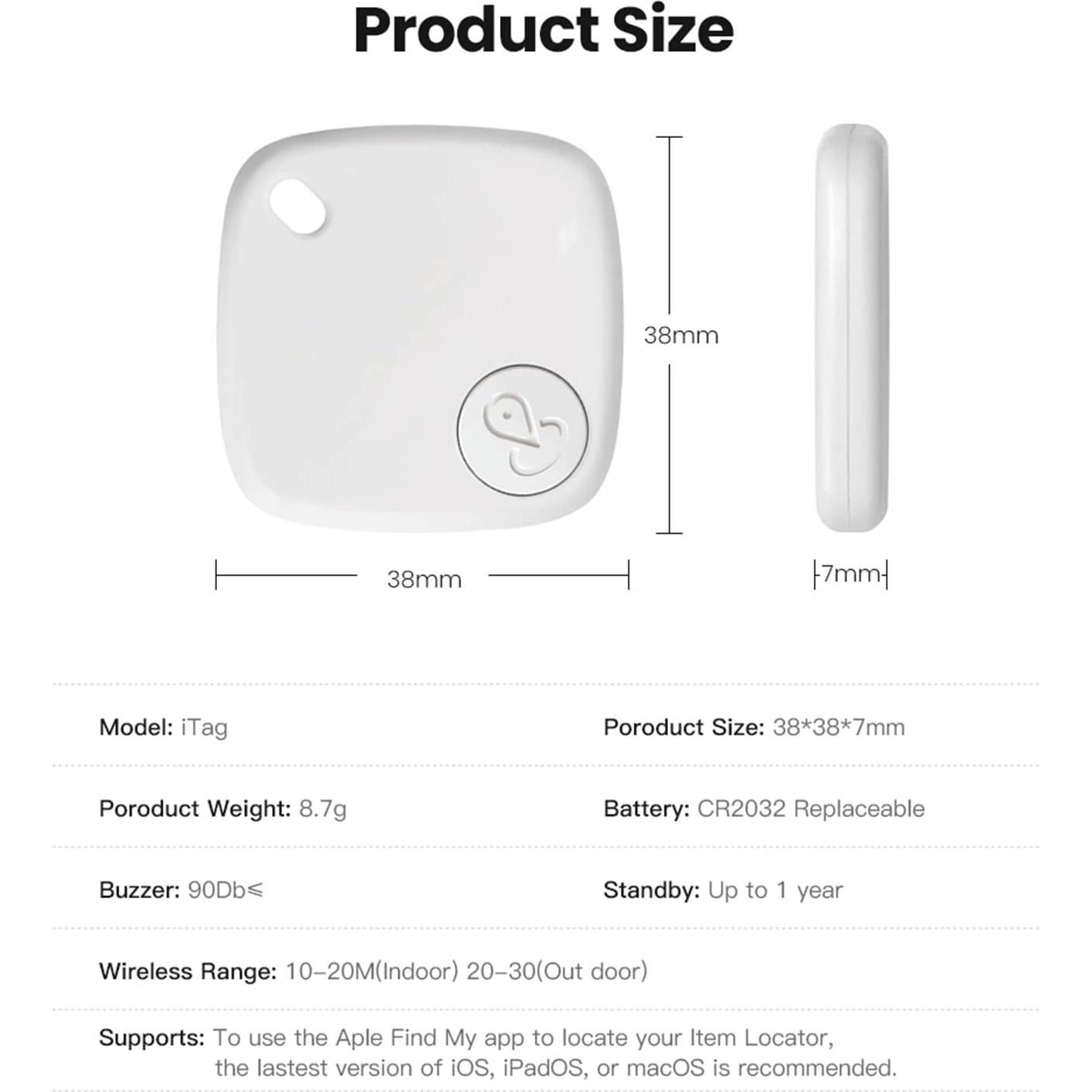 Localizador de Llaves Bluetooth Gaoducash 2Pack Blanco