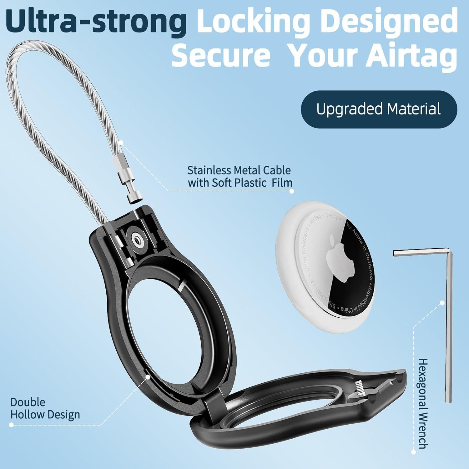 Soporte para AirTag TNSNK con cable 2 unidades negro