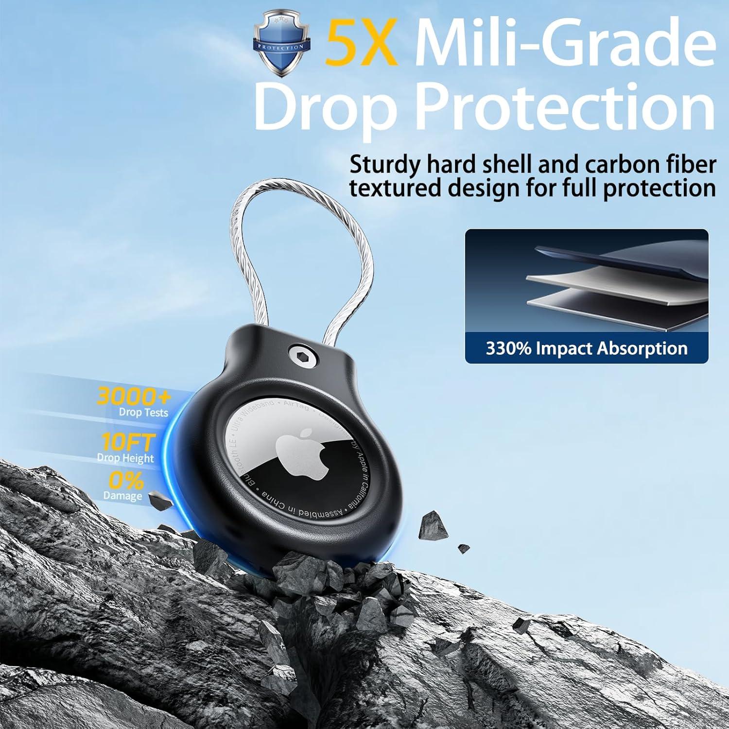 Soporte para AirTag TNSNK con cable 2 unidades negro