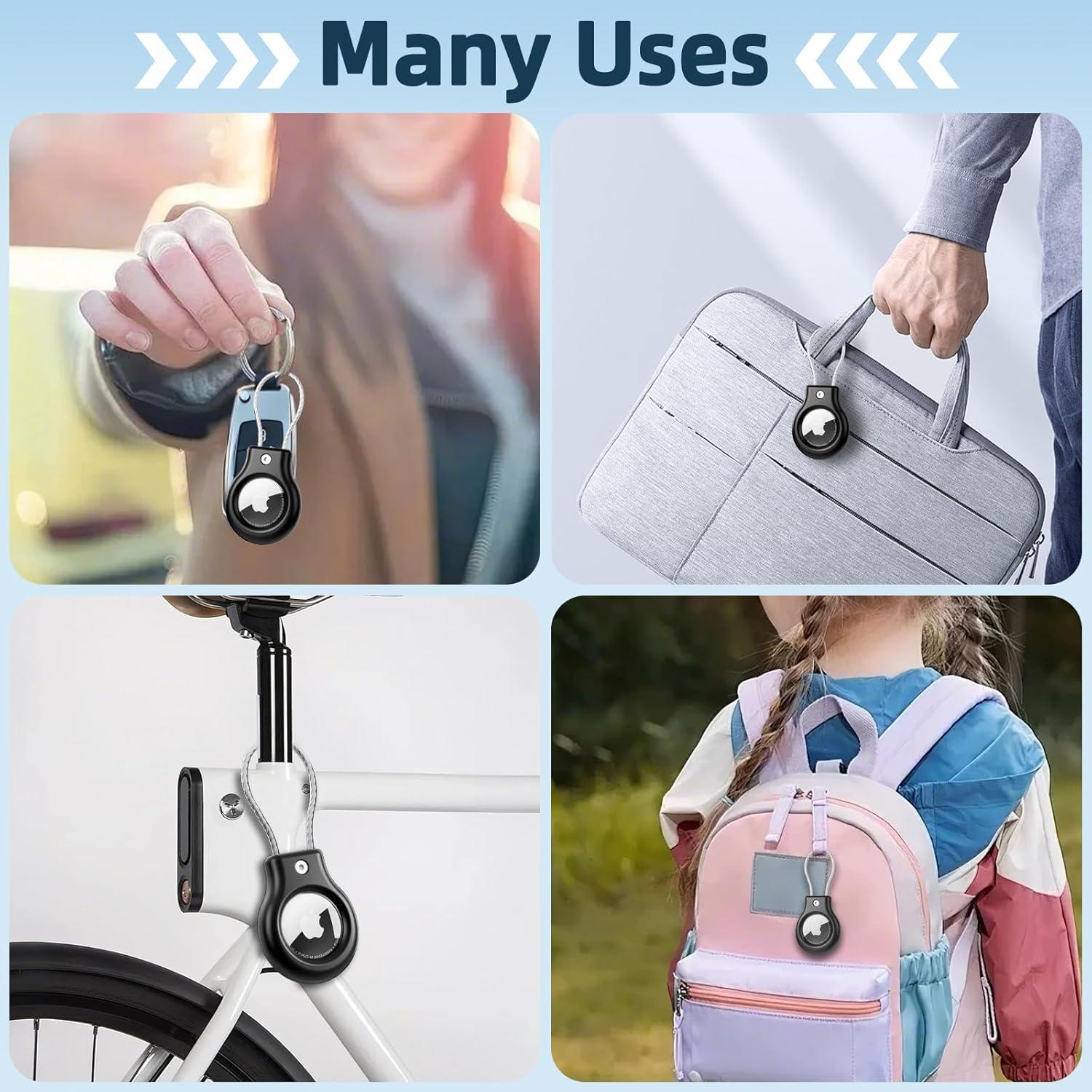 Soporte para AirTag TNSNK con cable 2 unidades negro