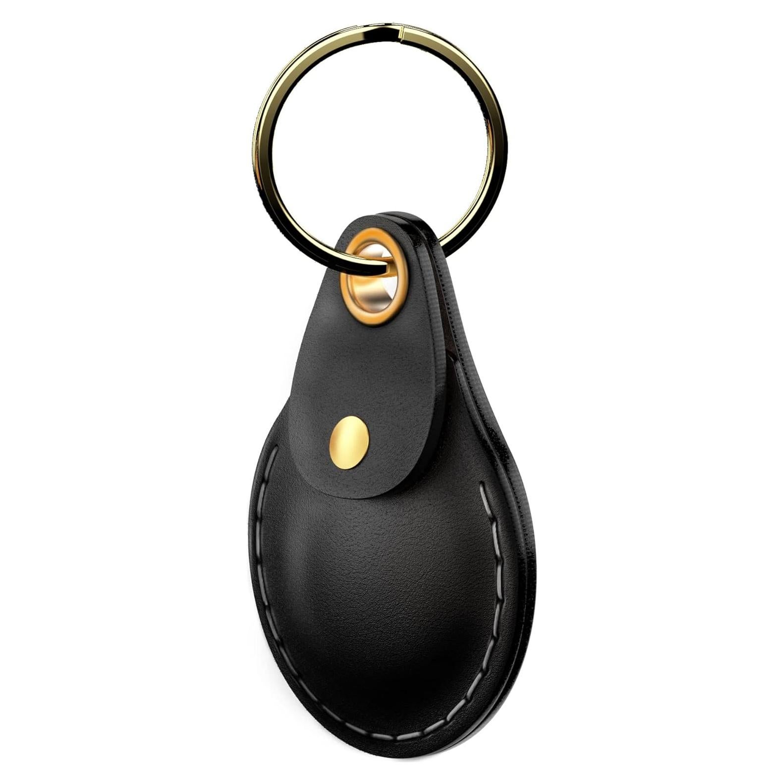 Funda de Cuero Genuino VogDUO para AirTag Negro