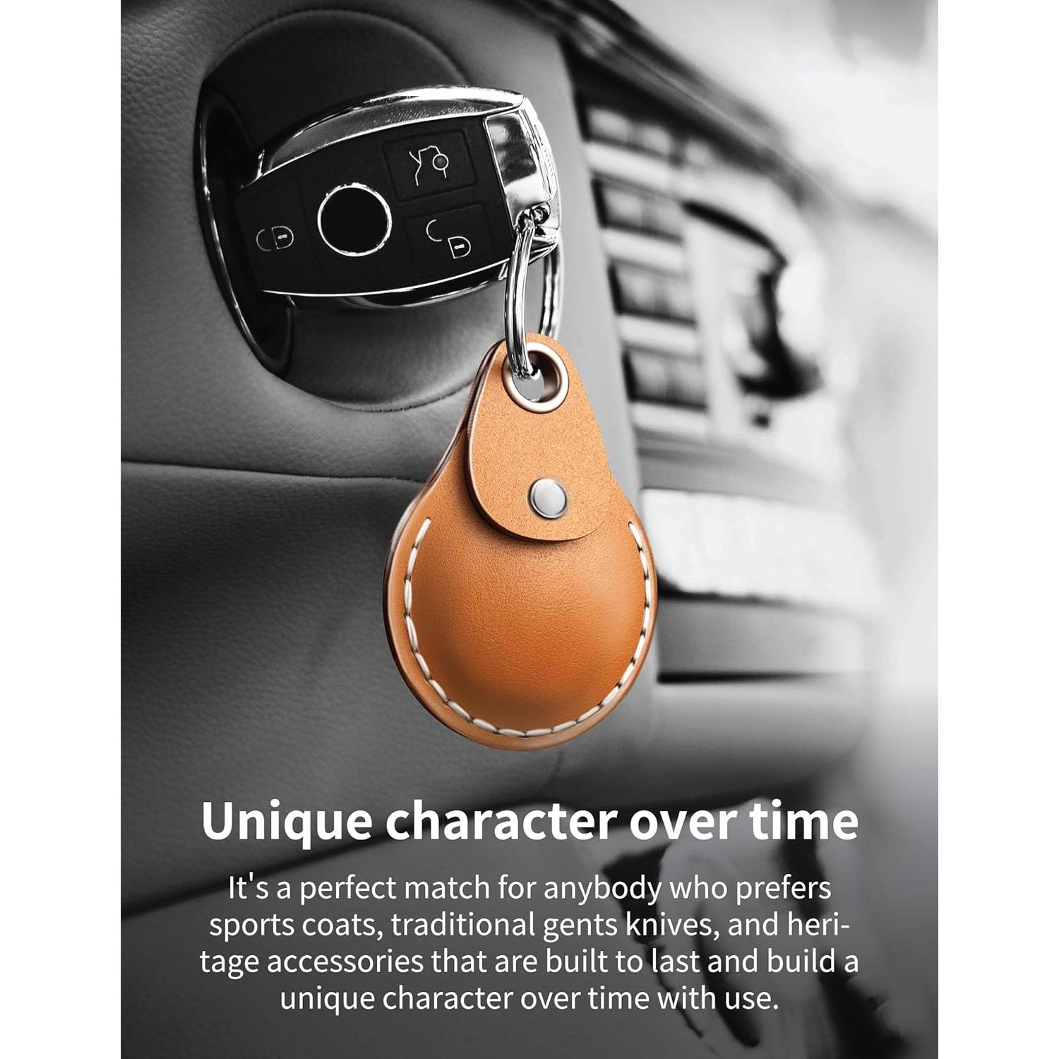 Funda de Cuero Genuino VogDUO para AirTag Negro