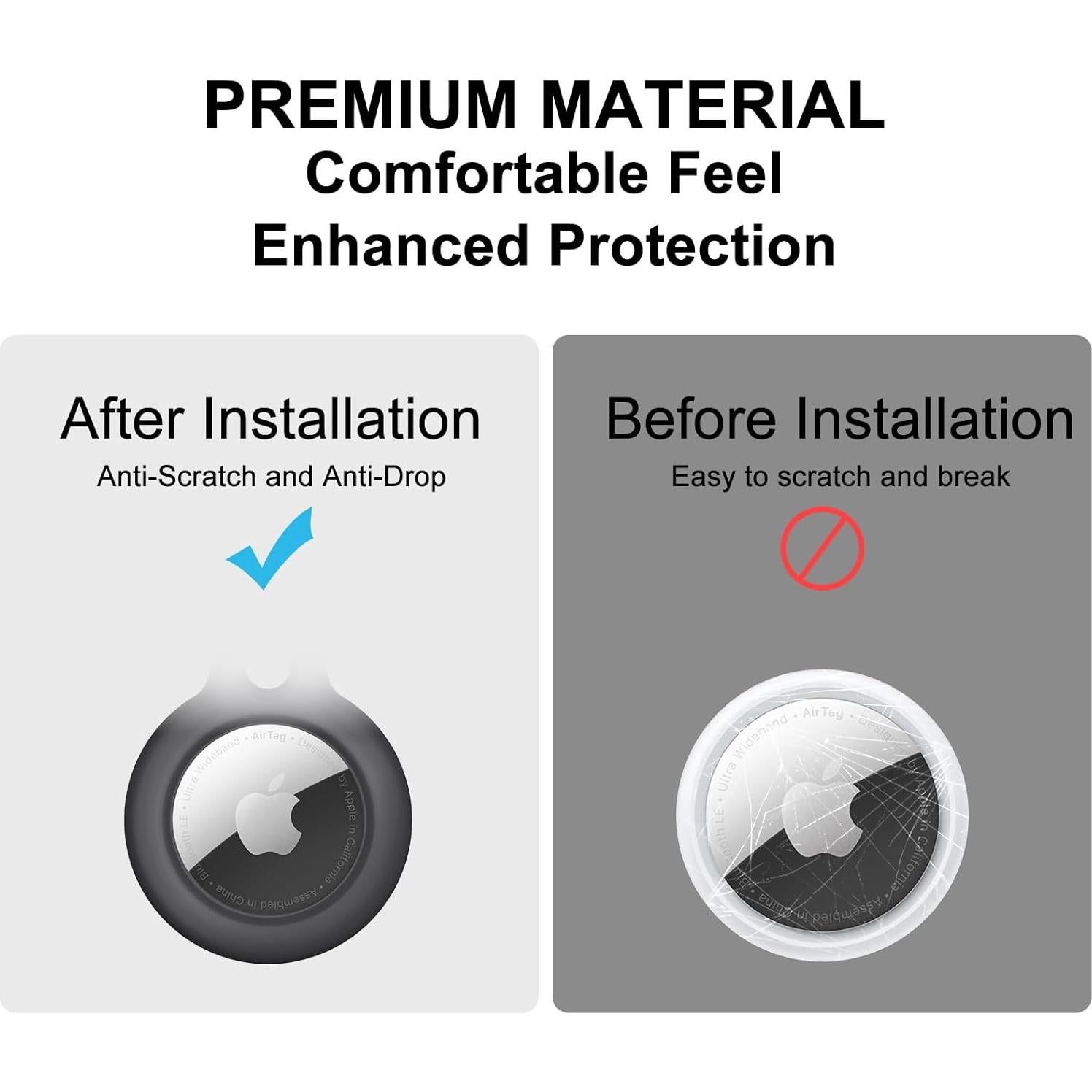 Soporte Airtag MVSSAT Negro con Llavero a Prueba de Golpes