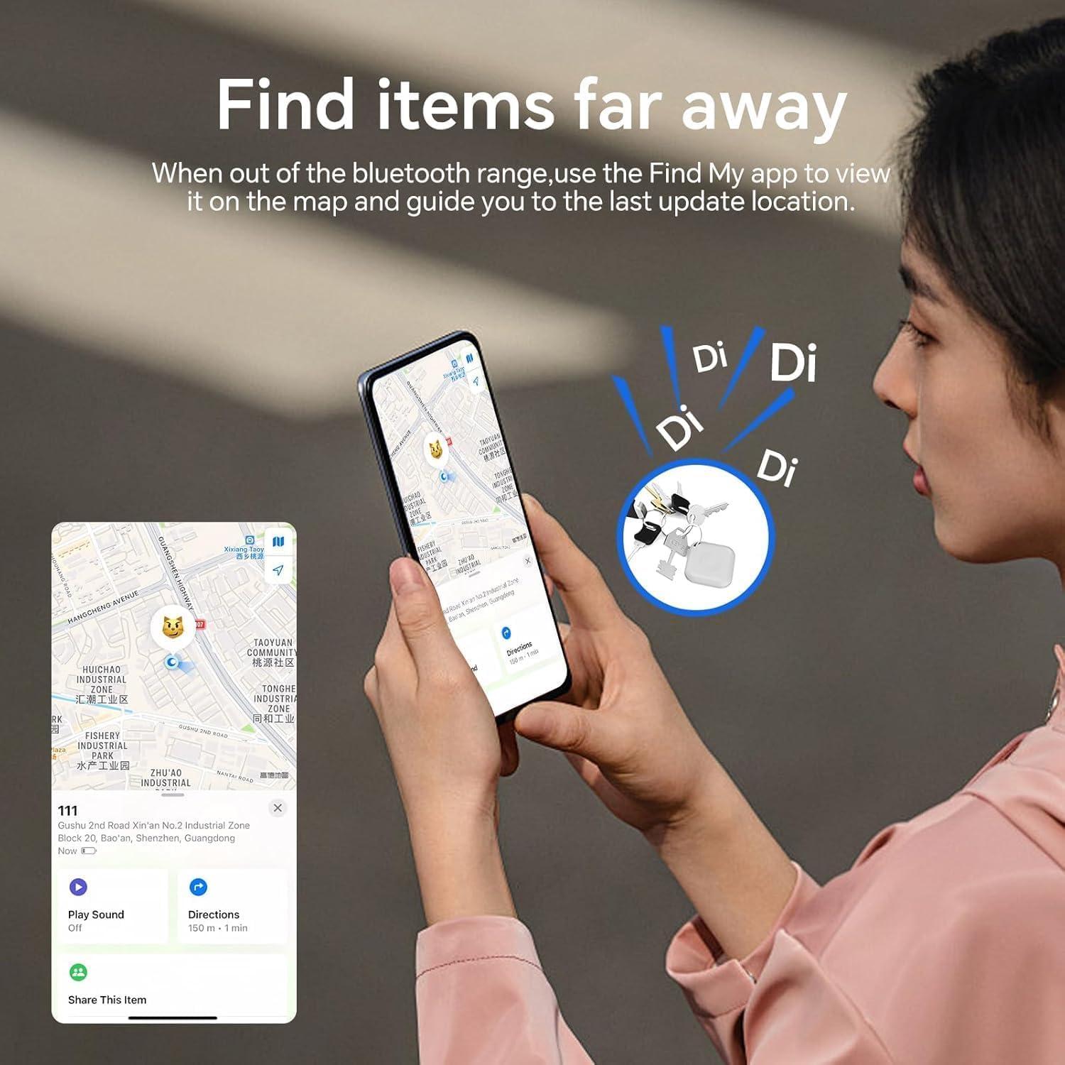 Paquete de 4 AirTags LAOLASEED Rastreador Bluetooth iOS