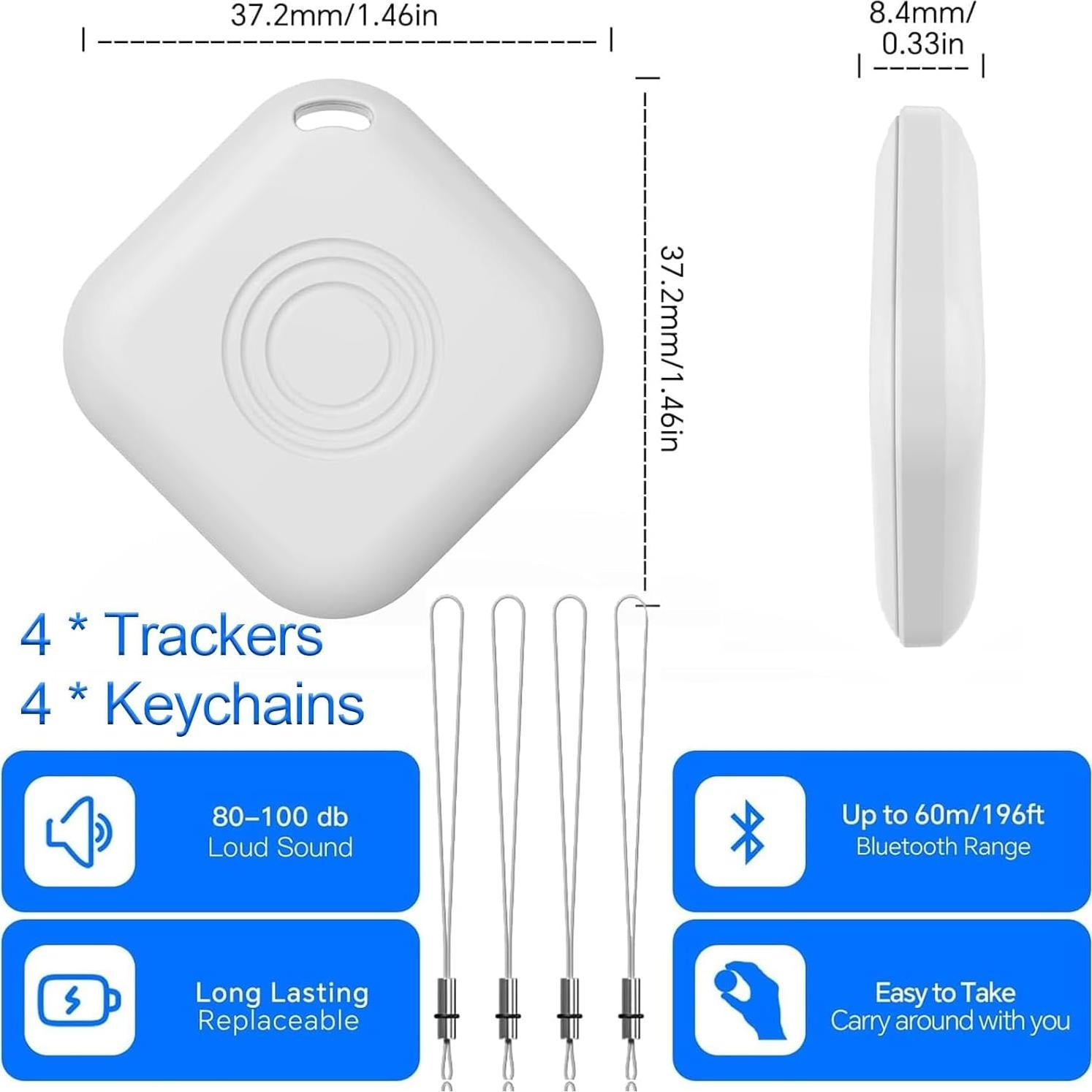 Paquete de 4 AirTags LAOLASEED Rastreador Bluetooth iOS
