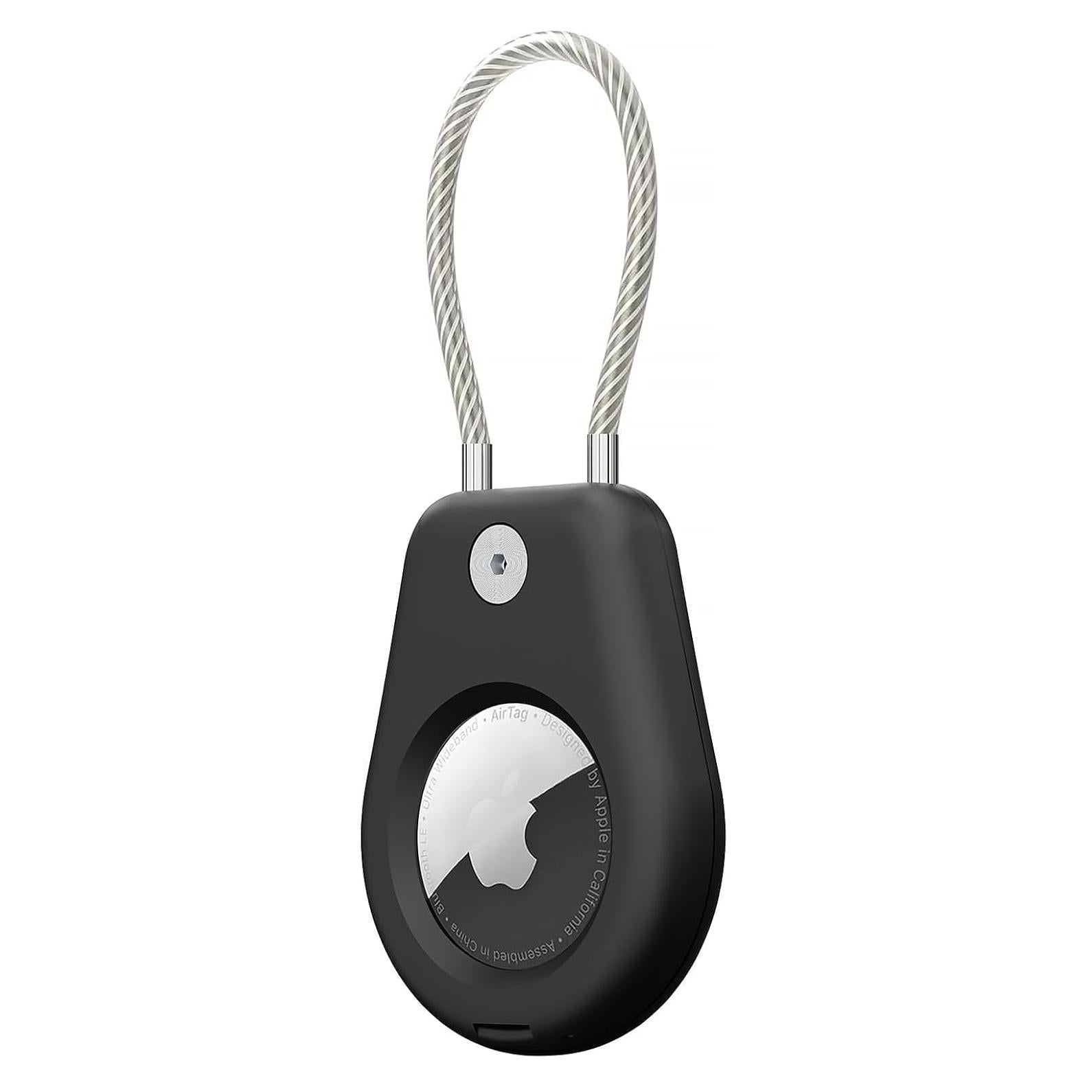 Soporte para AirTag Tandoler con cable de bloqueo negro