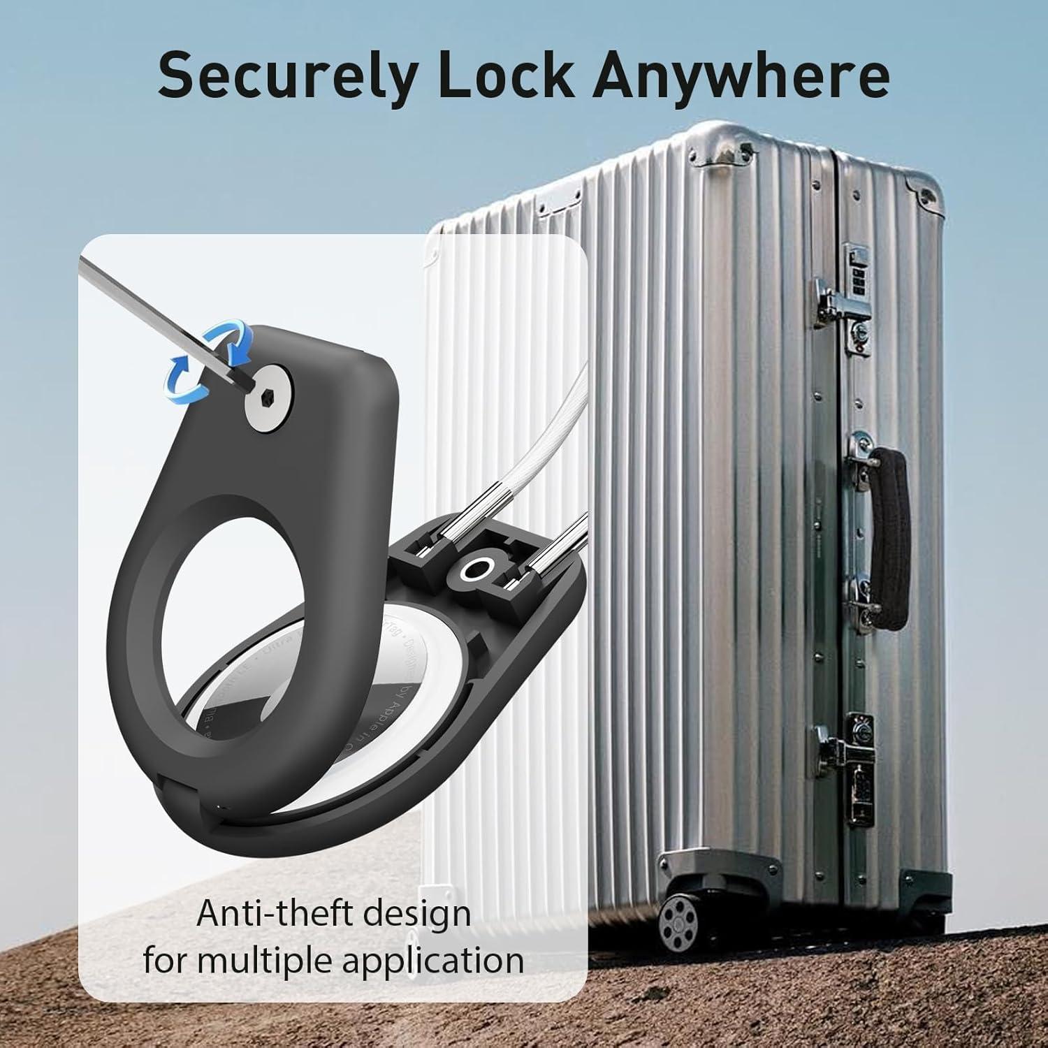 Soporte para AirTag Tandoler con cable de bloqueo negro