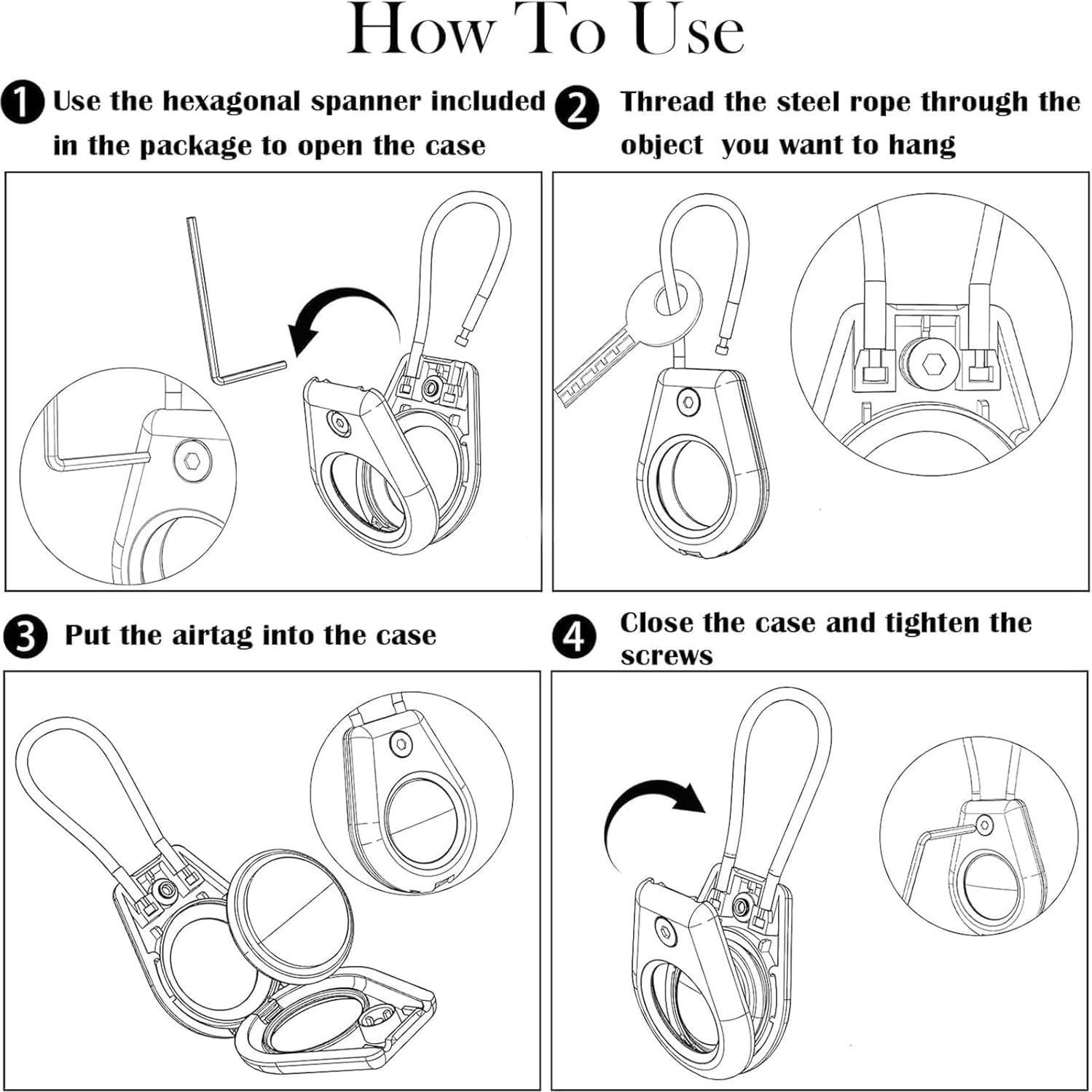 Soporte para AirTag Tandoler con cable de bloqueo negro