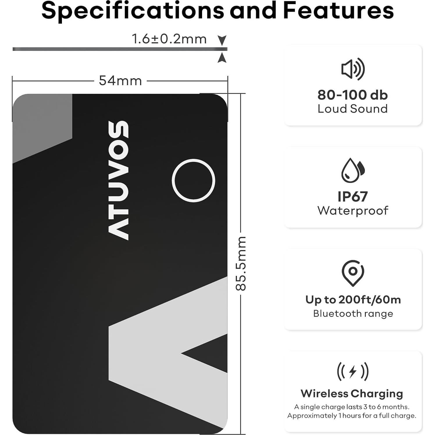 Tarjeta de rastreo ATUVOS 2 paquetes impermeable IP67