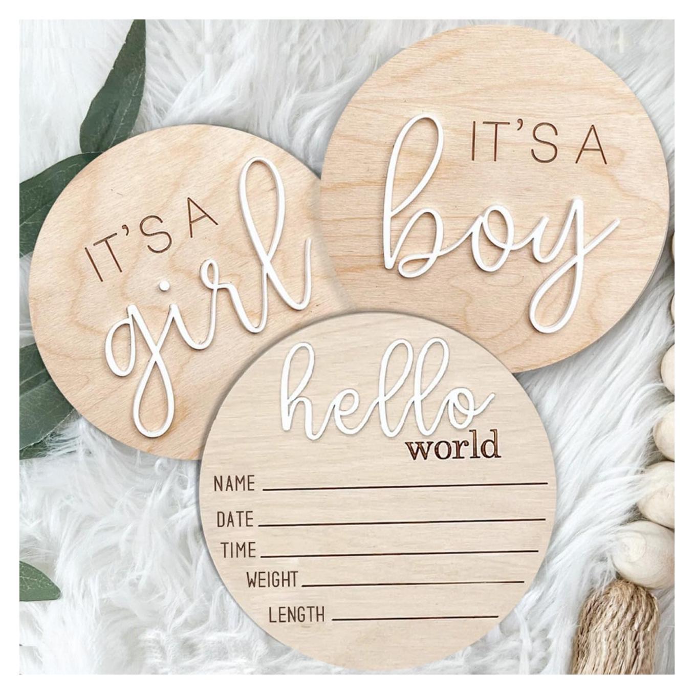 Carteles de Madera Revelación de Género 3pcs - Spelabel