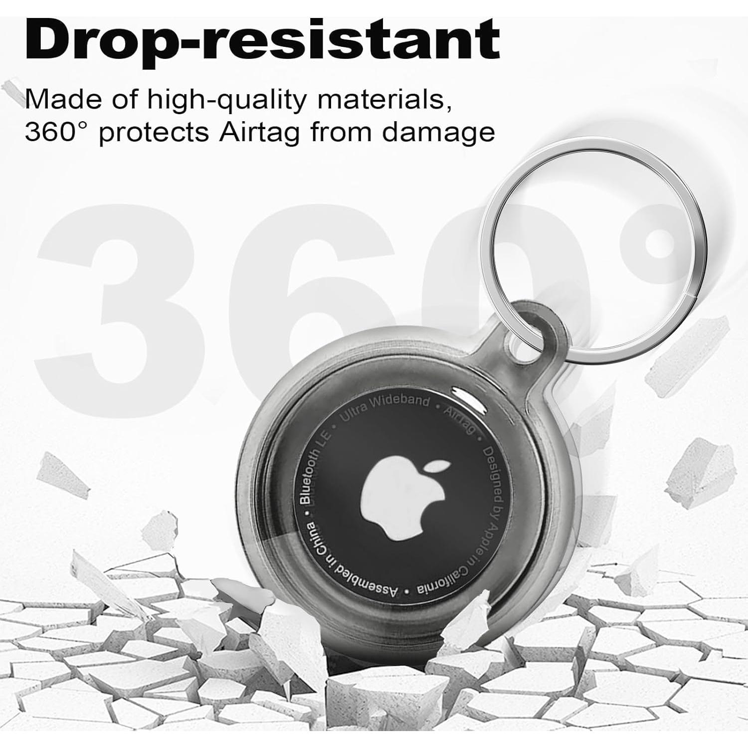 for Airtag Holder，for Air Tag Case, for Apple for Airtags Case Waterproof with Keychain，Anti-Scratch for Air Tags Key Chain for Keys，Luggage，Accessories for GPS Item Finder Tracker，Clear Black