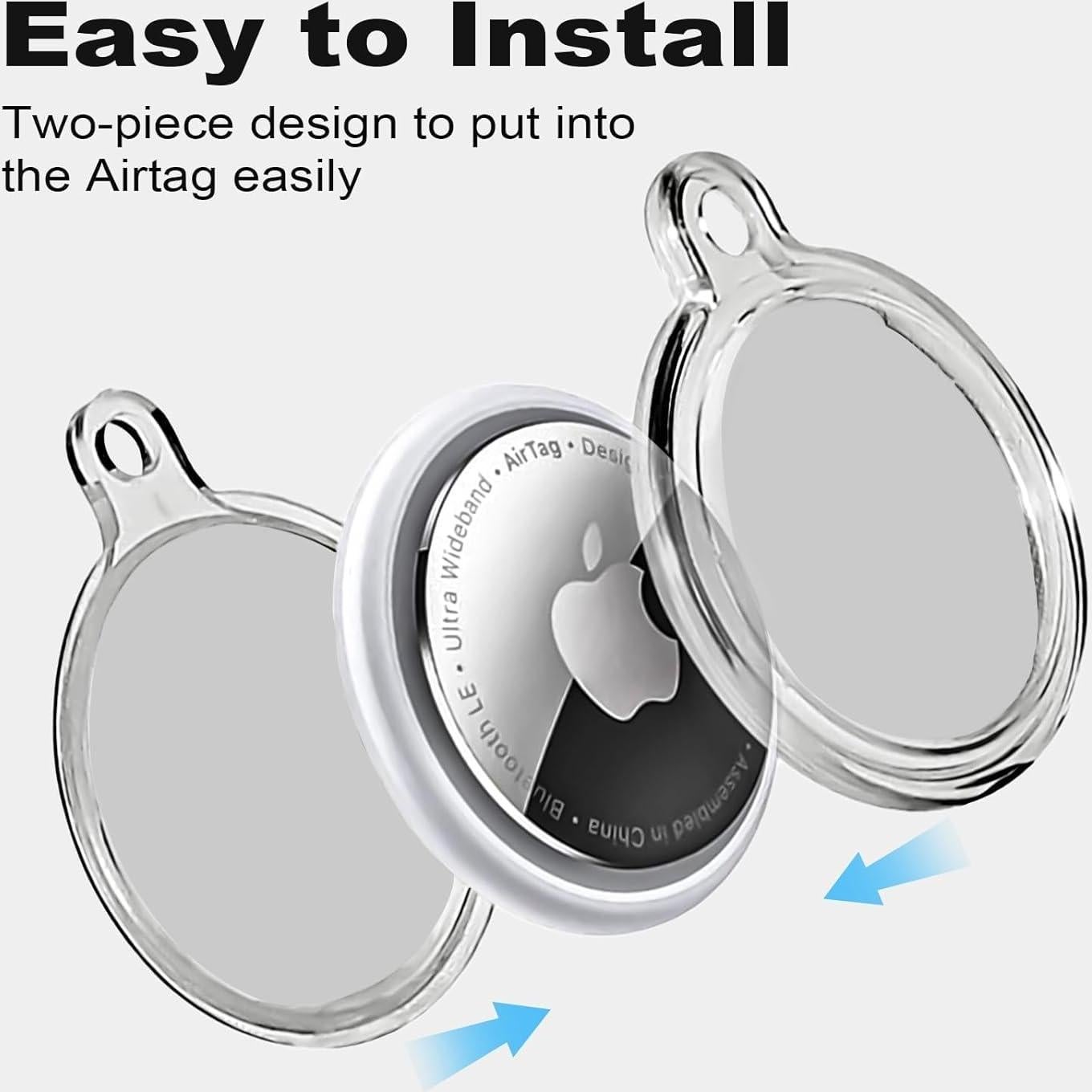 for Airtag Holder，for Air Tag Case, for Apple for Airtags Case Waterproof with Keychain，Anti-Scratch for Air Tags Key Chain for Keys，Luggage，Accessories for GPS Item Finder Tracker，Clear Black
