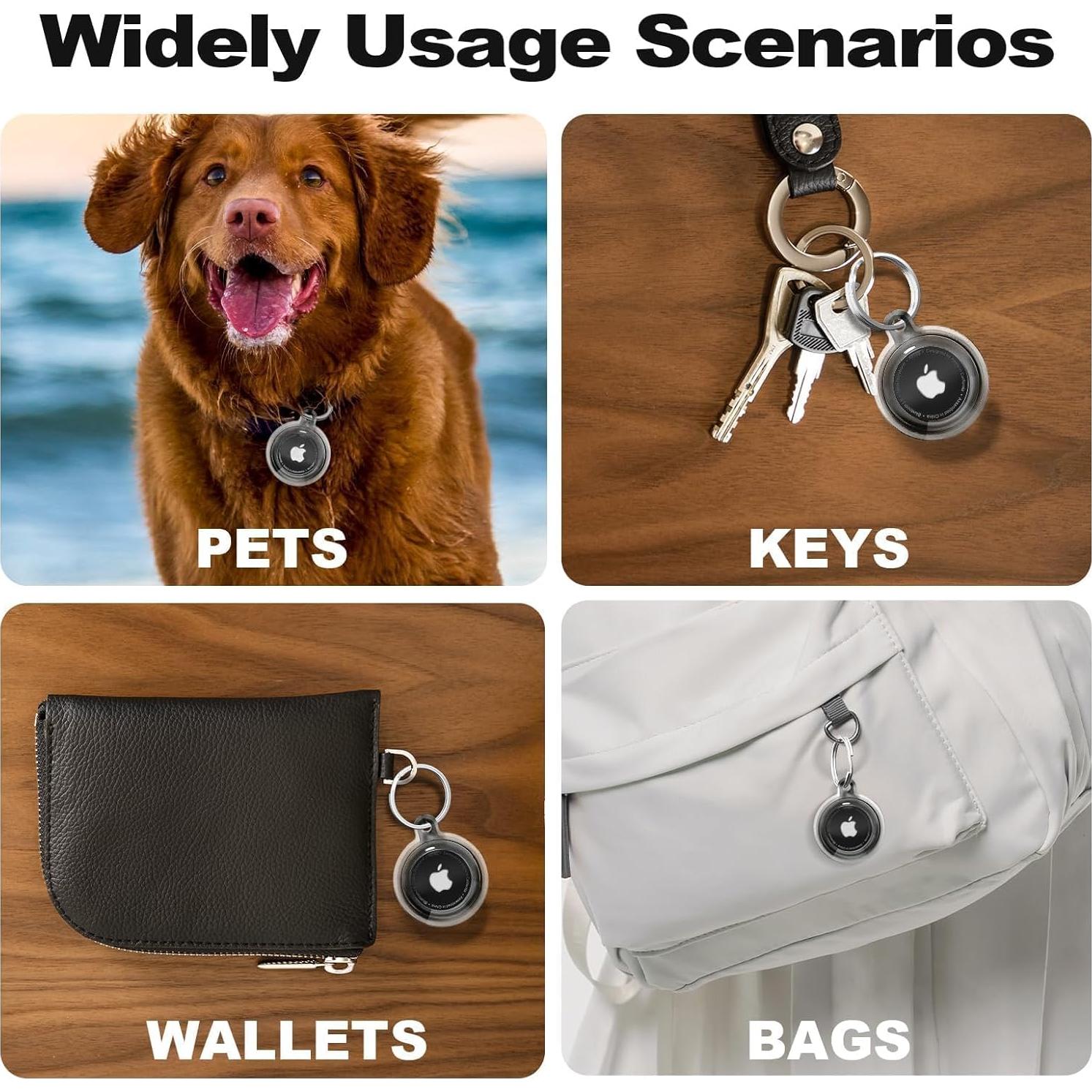 for Airtag Holder，for Air Tag Case, for Apple for Airtags Case Waterproof with Keychain，Anti-Scratch for Air Tags Key Chain for Keys，Luggage，Accessories for GPS Item Finder Tracker，Clear Black