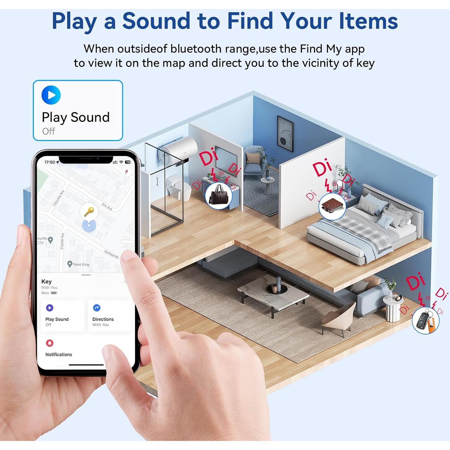 Rastreador Bluetooth GLOBELEC Air Tag 4 Pack Impermeable