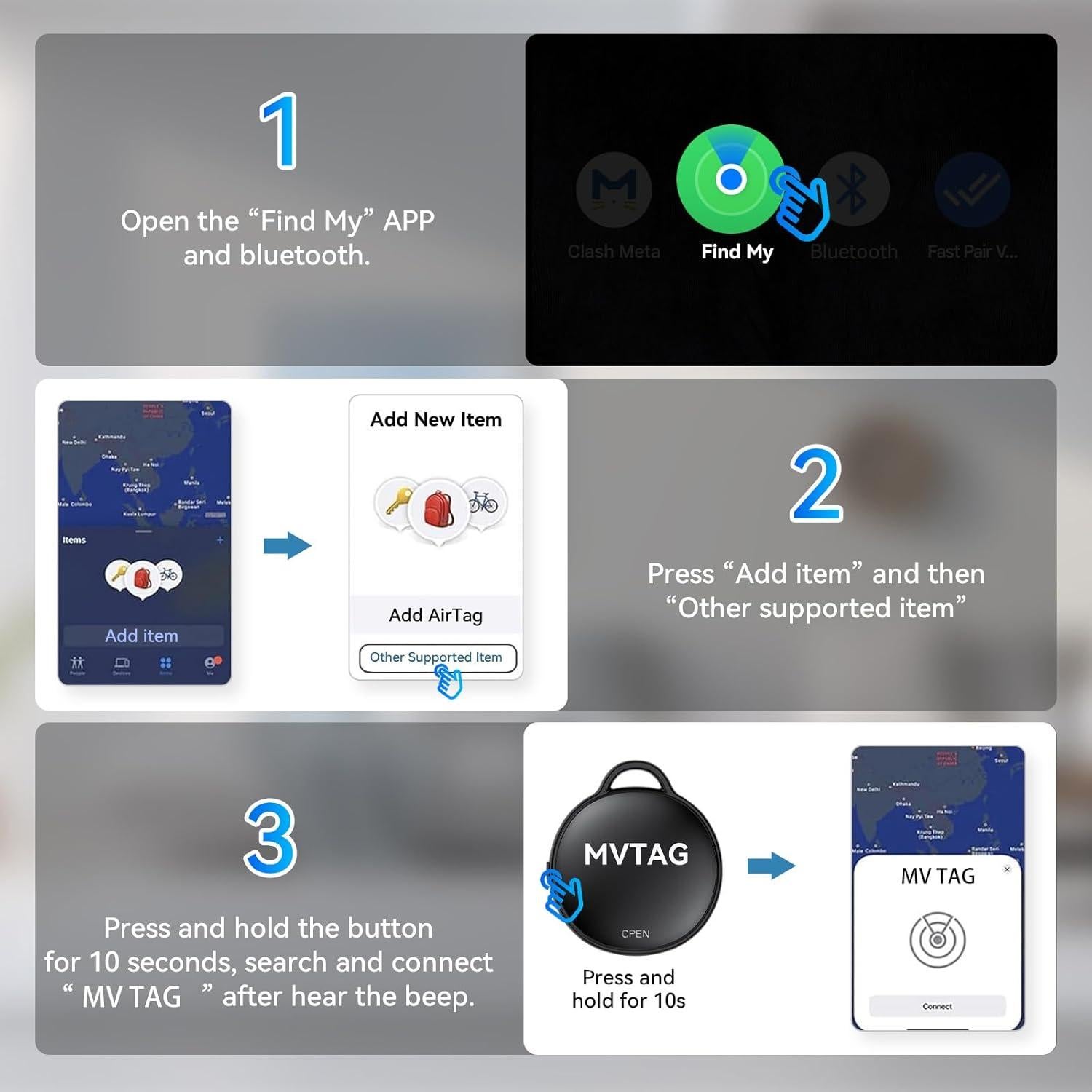 Rastreador Bluetooth GLOBELEC Air Tag 4 Pack Impermeable