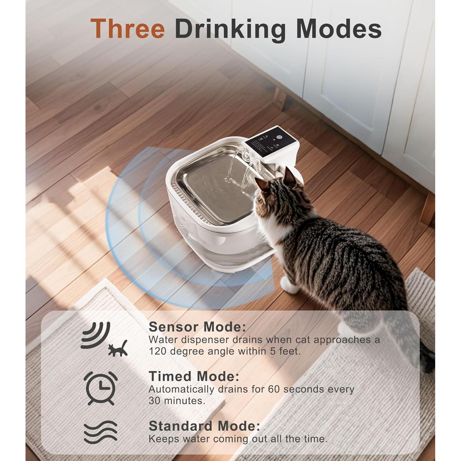 Fuente de Agua Inalámbrica Inteligente ANTERLE 4.5L para Gatos y Perros