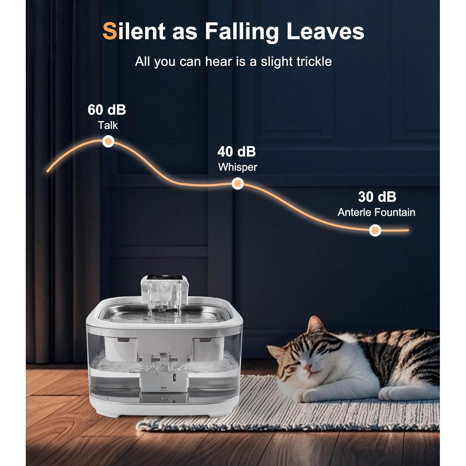 Fuente de Agua Inalámbrica Inteligente ANTERLE 4.5L para Gatos y Perros