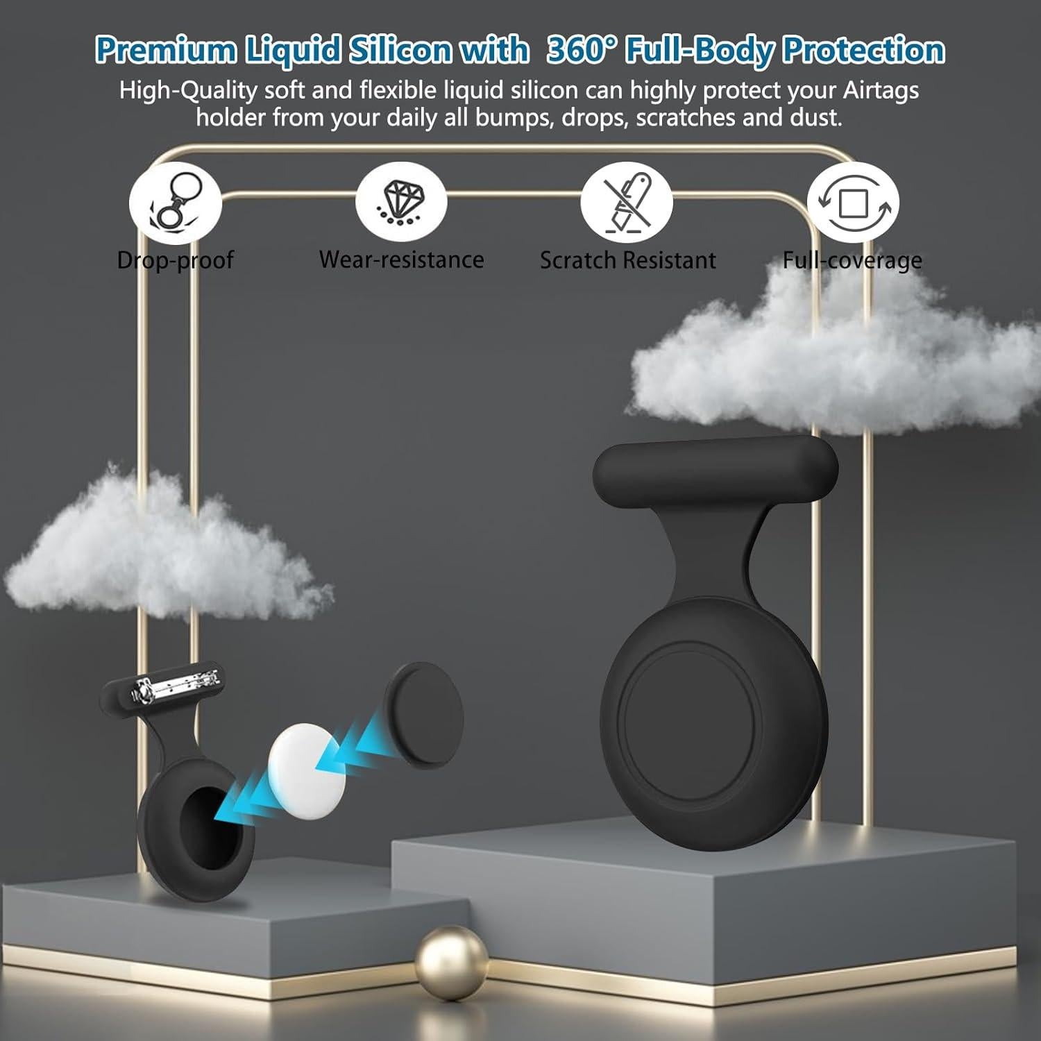 Funda Impermeable Frylaa para AirTag Niños Negro