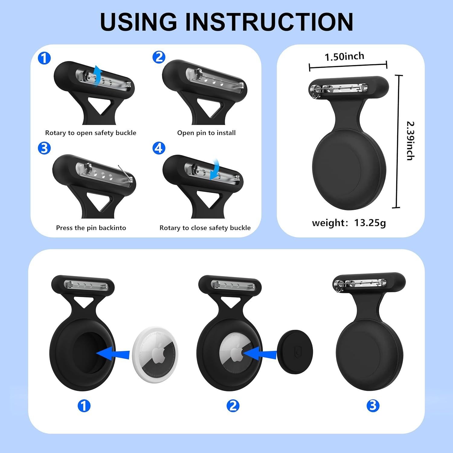 Funda Impermeable Frylaa para AirTag Niños Negro