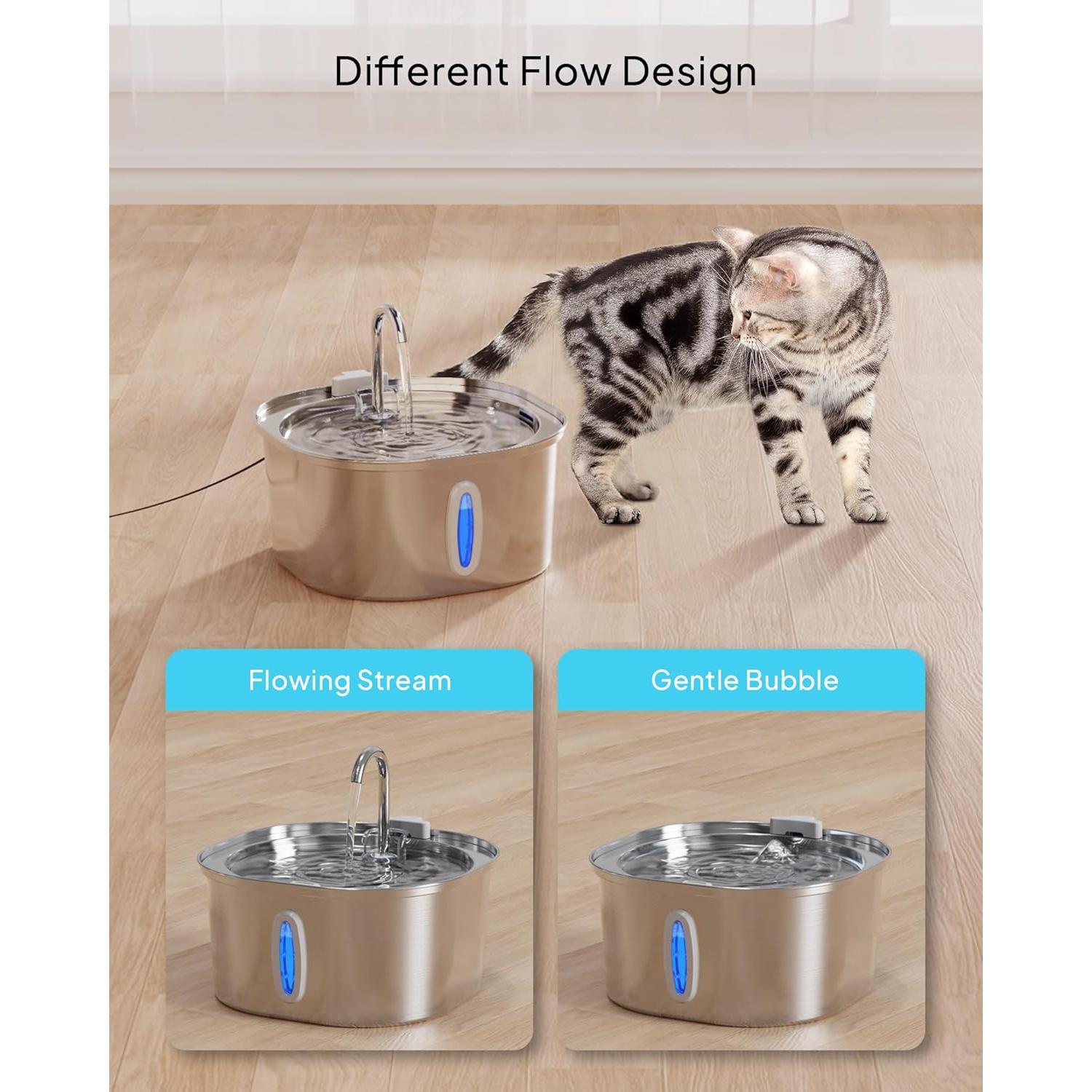 Fuente de Agua para Gatos PEKTACO 3.2L Acero Inoxidable