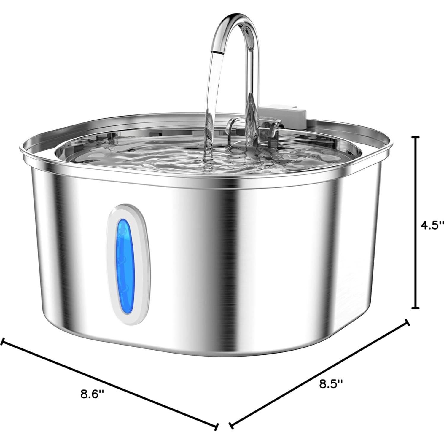 Fuente de Agua para Gatos PEKTACO 3.2L Acero Inoxidable