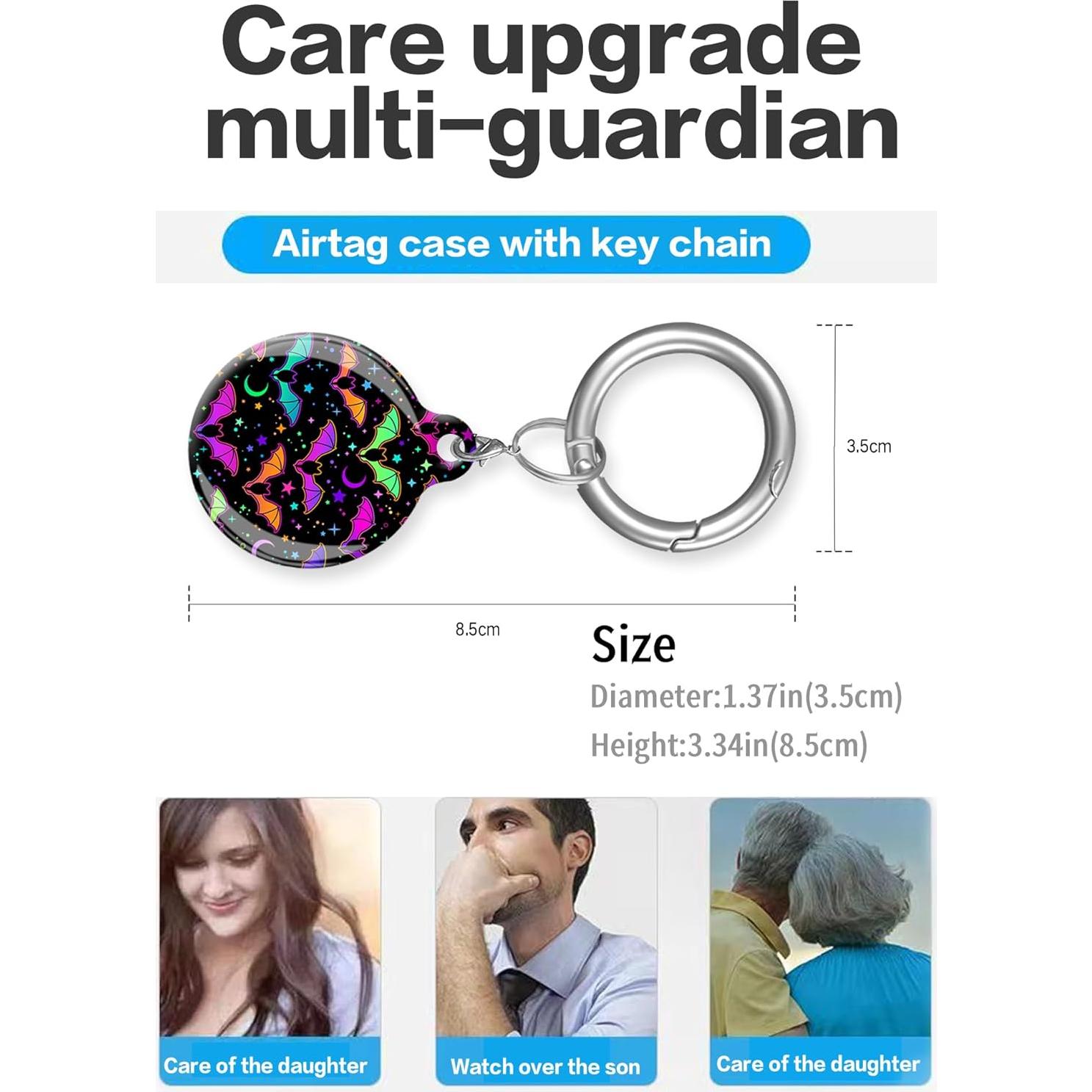 Funda Protectora para Air Tag LZMtacase Murciélagos Morados