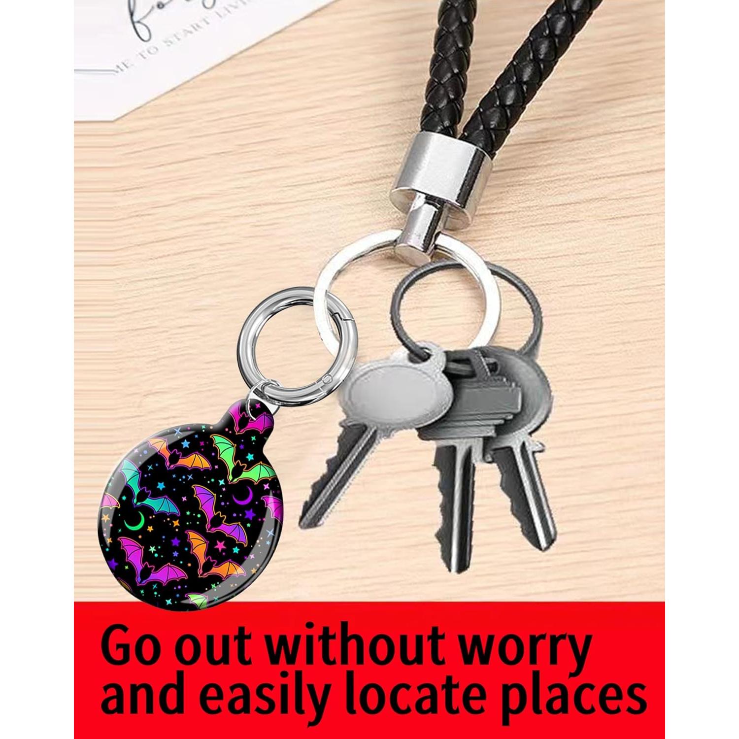 Funda Protectora para Air Tag LZMtacase Murciélagos Morados