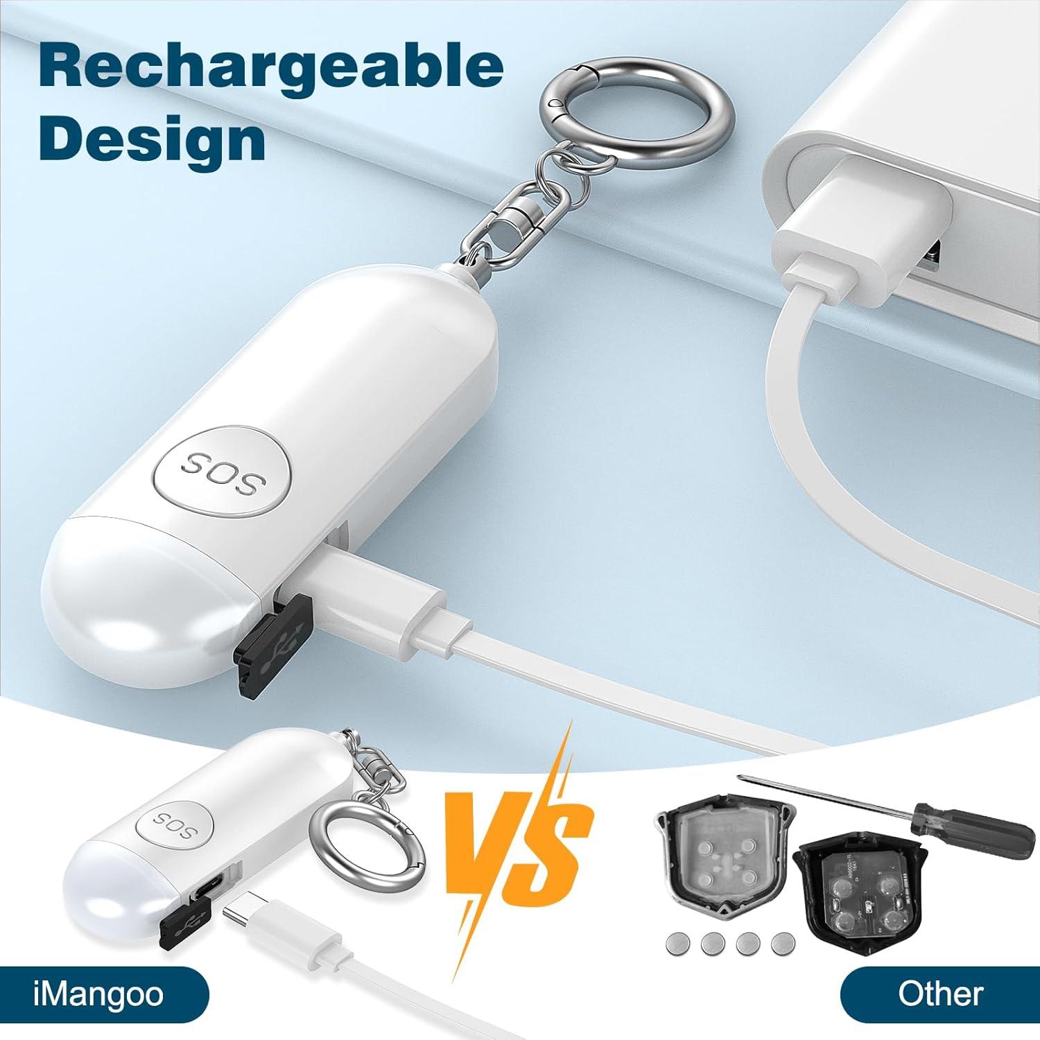 Alarma Personal Recargable iMangoo 130dB con Luz LED