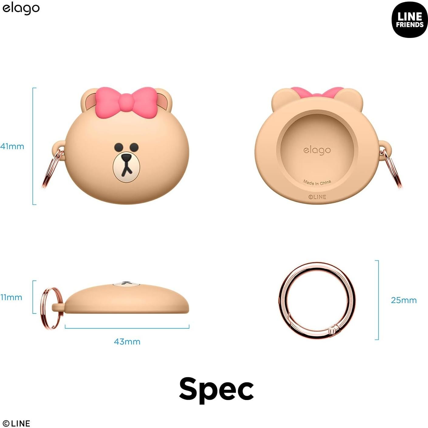 Funda de Silicona elago LINE Friends para Apple AirTag Choco