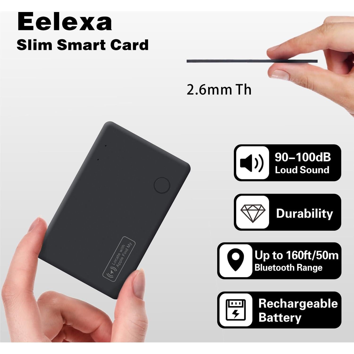 Tarjeta Rastreadora Eelexa para Cartera - Bluetooth, Recargable
