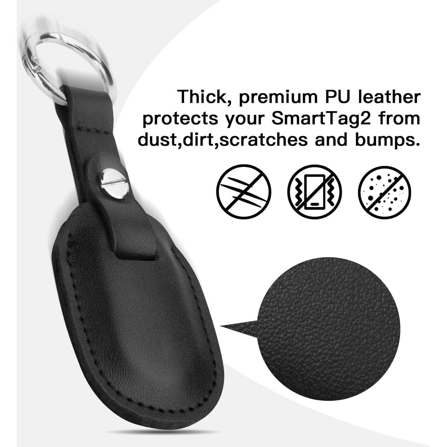 Funda de Cuero Microfibra CaSZLUTION para SmartTag2 - Negro