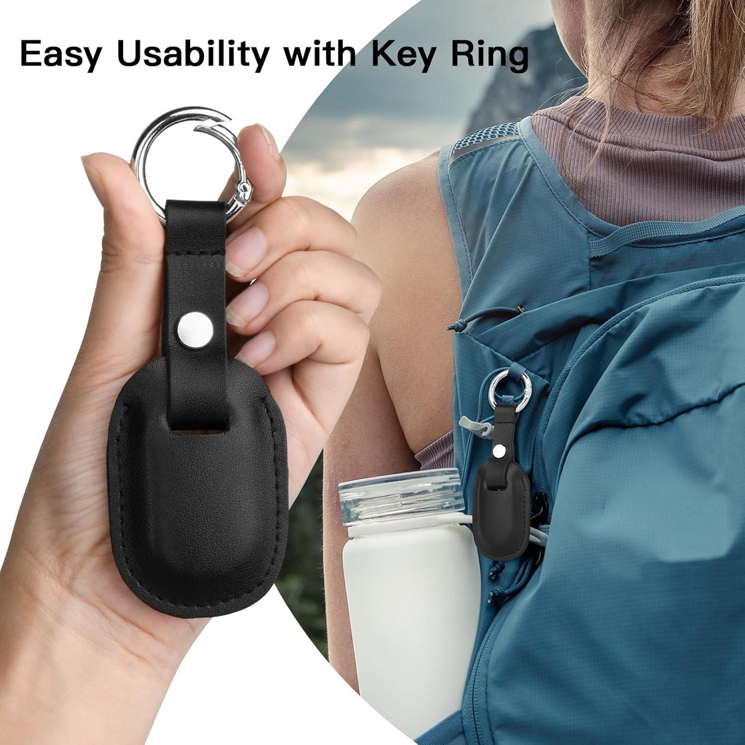 Funda de Cuero Microfibra CaSZLUTION para SmartTag2 - Negro