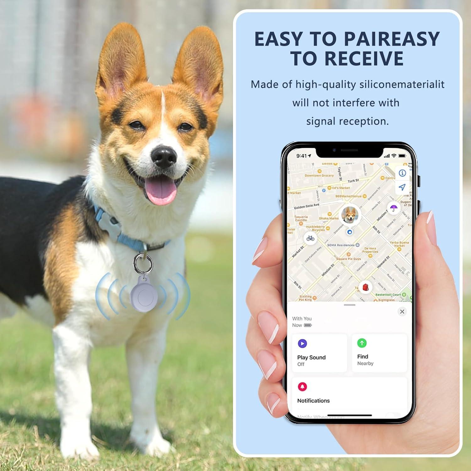 IPX8 Waterproof AirTag Keychain Holders for Apple AirTag, with Silicone Air Tag Case, Key Ring, Chain, and Compatibility with GPS Item Finders - Essential Accessory (Grey)