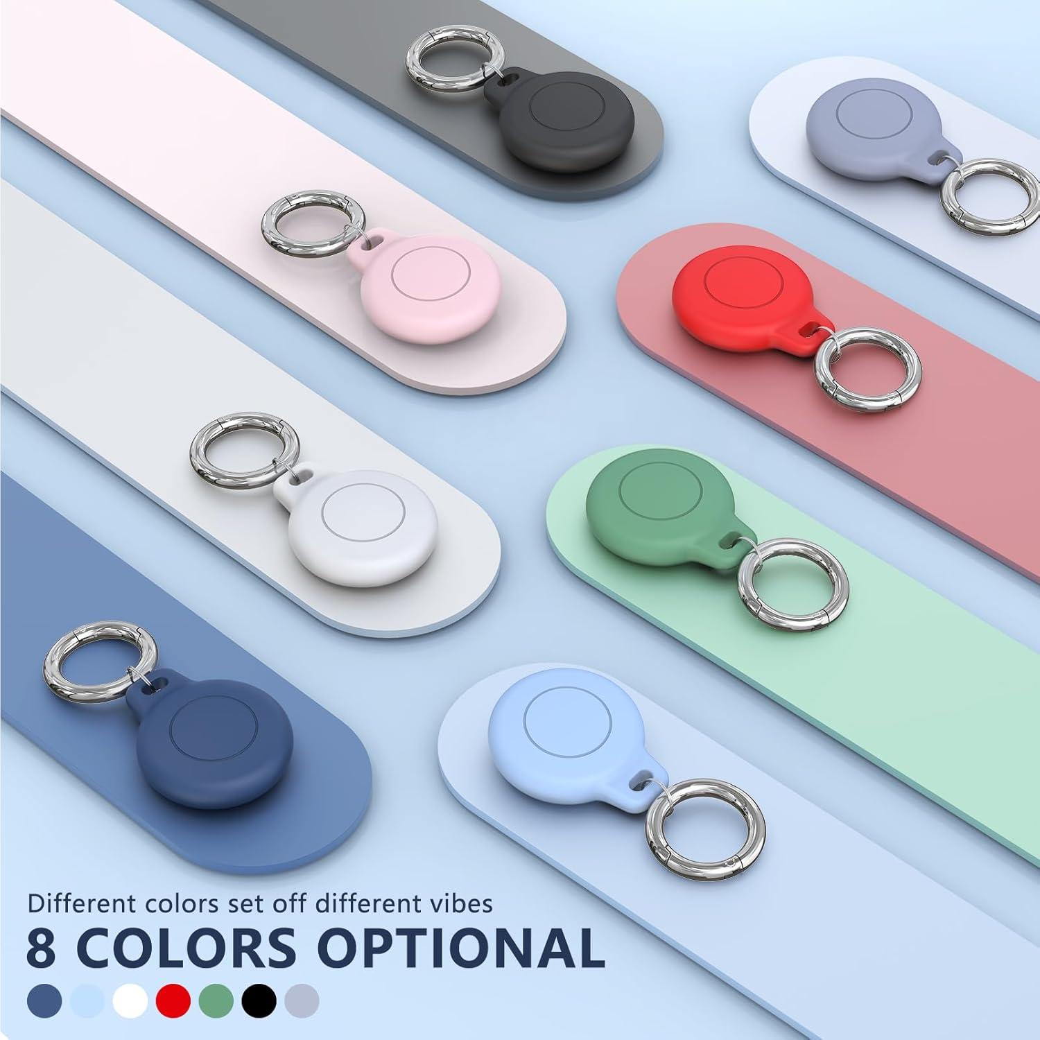 IPX8 Waterproof AirTag Keychain Holders for Apple AirTag, with Silicone Air Tag Case, Key Ring, Chain, and Compatibility with GPS Item Finders - Essential Accessory (Grey)