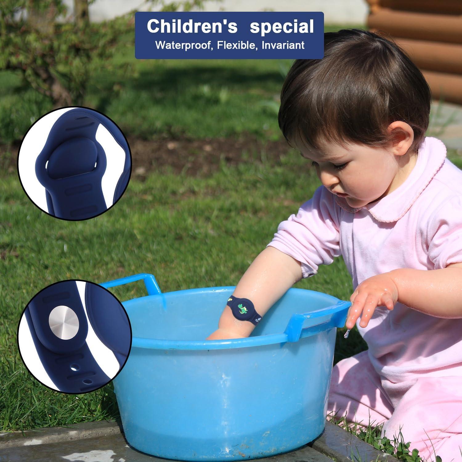 2 Pulseras Impermeables para Niños AirTag Dinosaurio