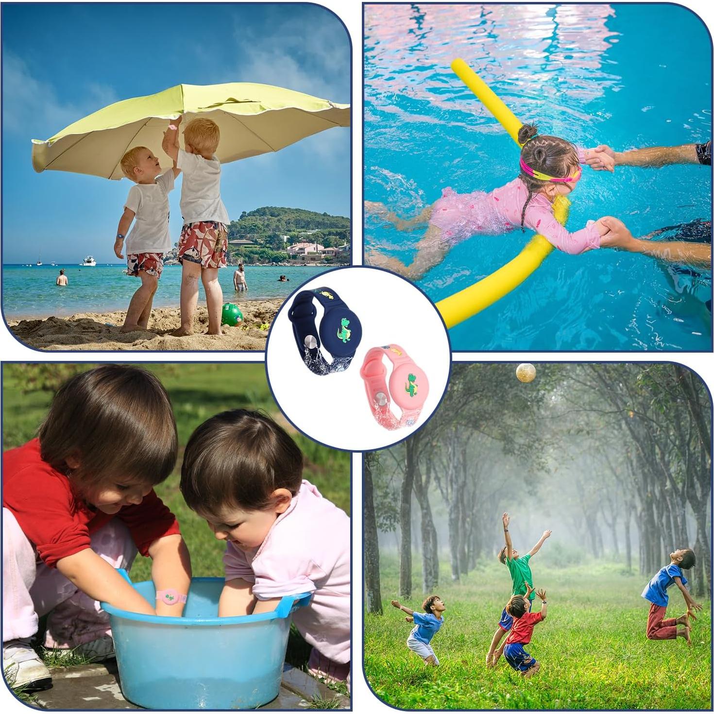 2 Pulseras Impermeables para Niños AirTag Dinosaurio