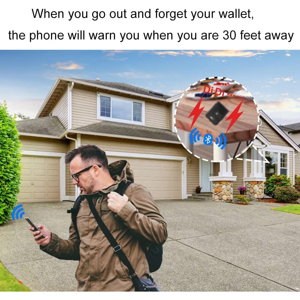 Cartera Antipérdida Bluetooth RFID Aluminio Cuero Negro