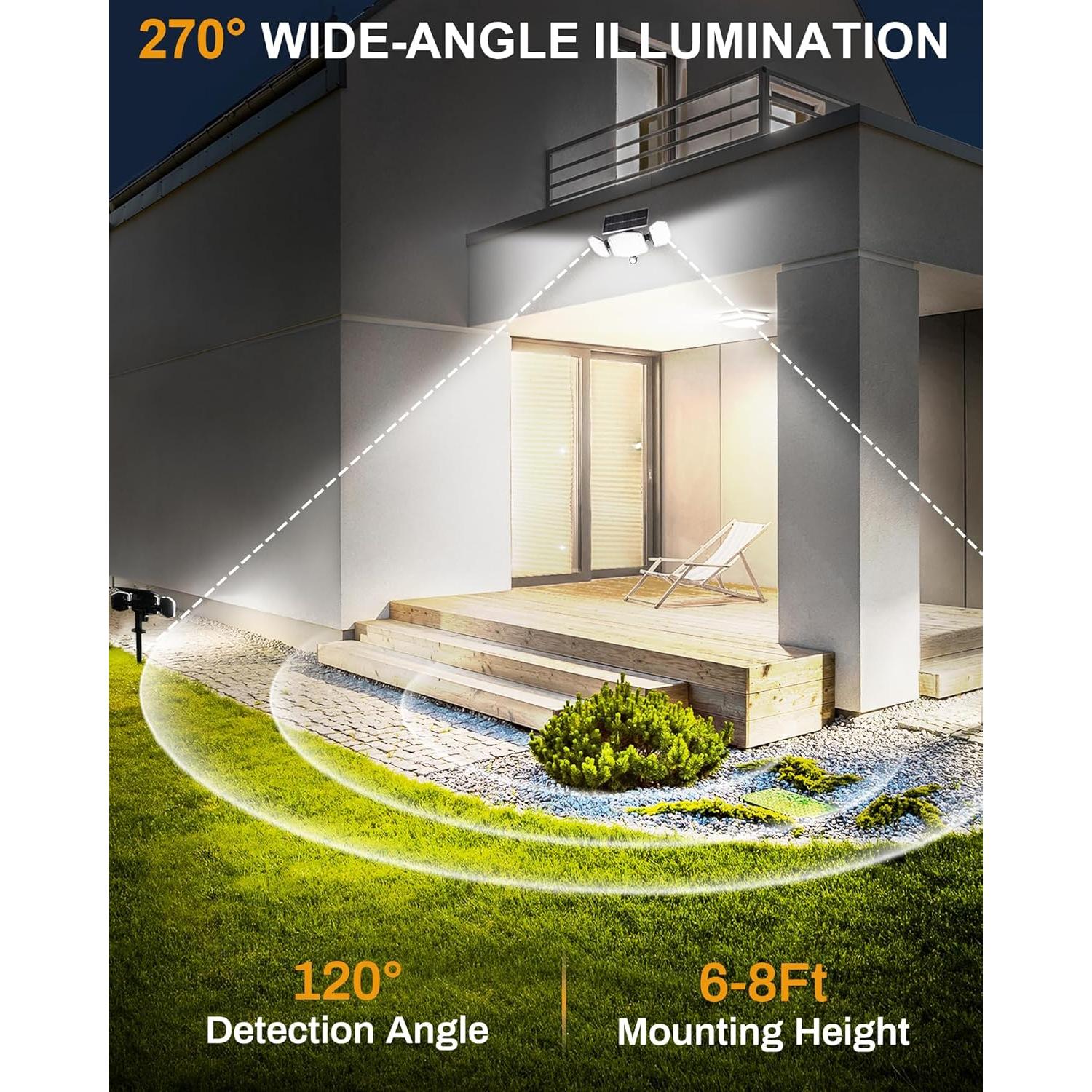 Luces Solares de Movimiento 208 LED IP65 para Exteriores