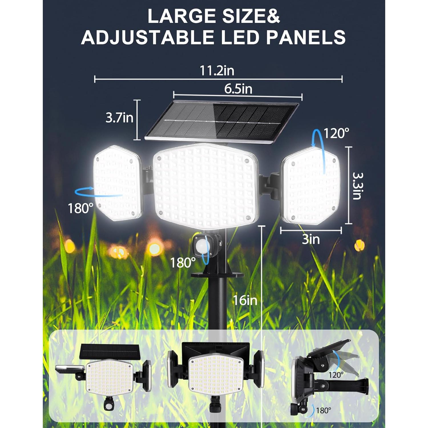 Luces Solares de Movimiento 208 LED IP65 para Exteriores