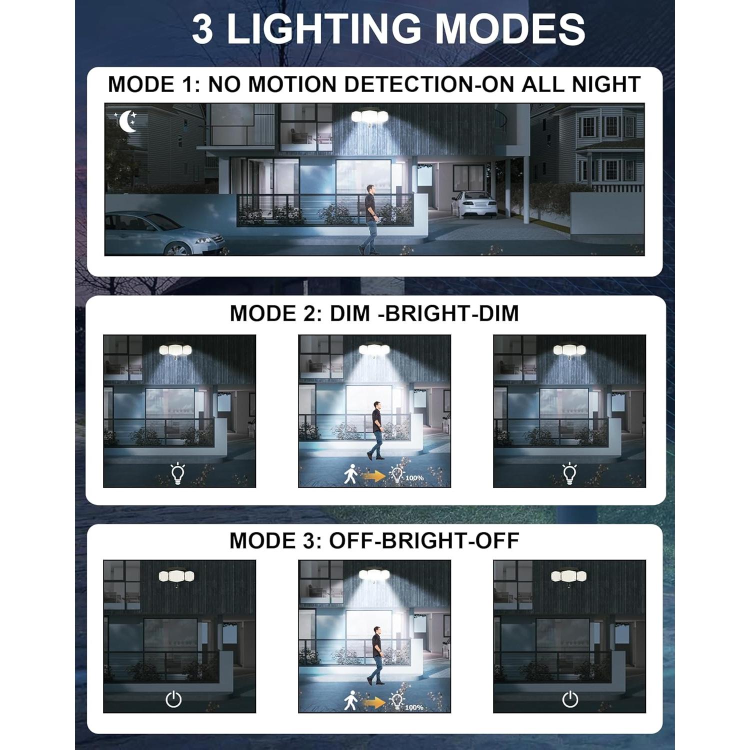 Luces Solares de Movimiento 208 LED IP65 para Exteriores