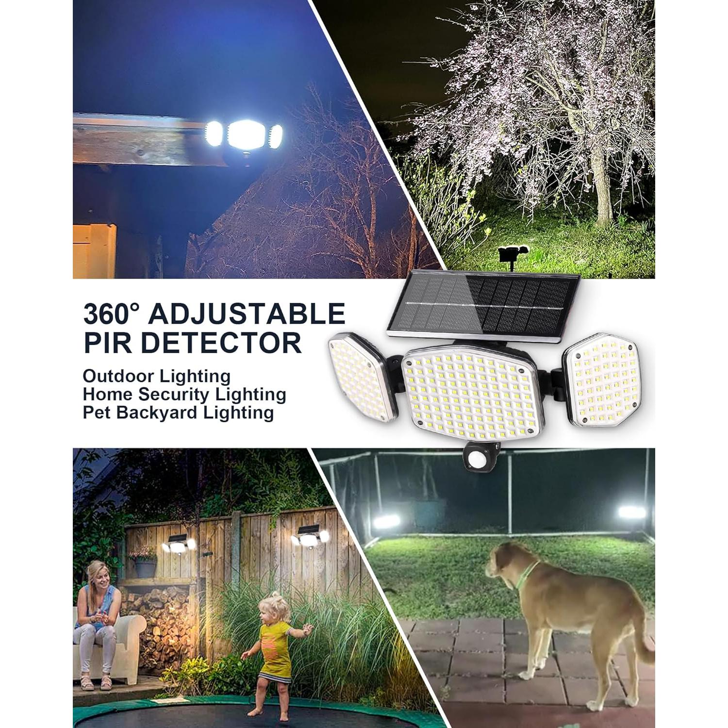 Luces Solares de Movimiento 208 LED IP65 para Exteriores