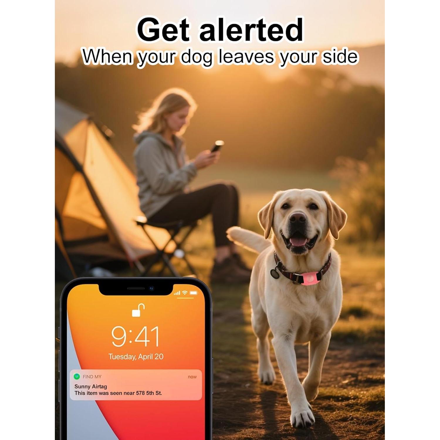 Soporte para Collar de Perro AirTag Petanims Rosa Impermeable