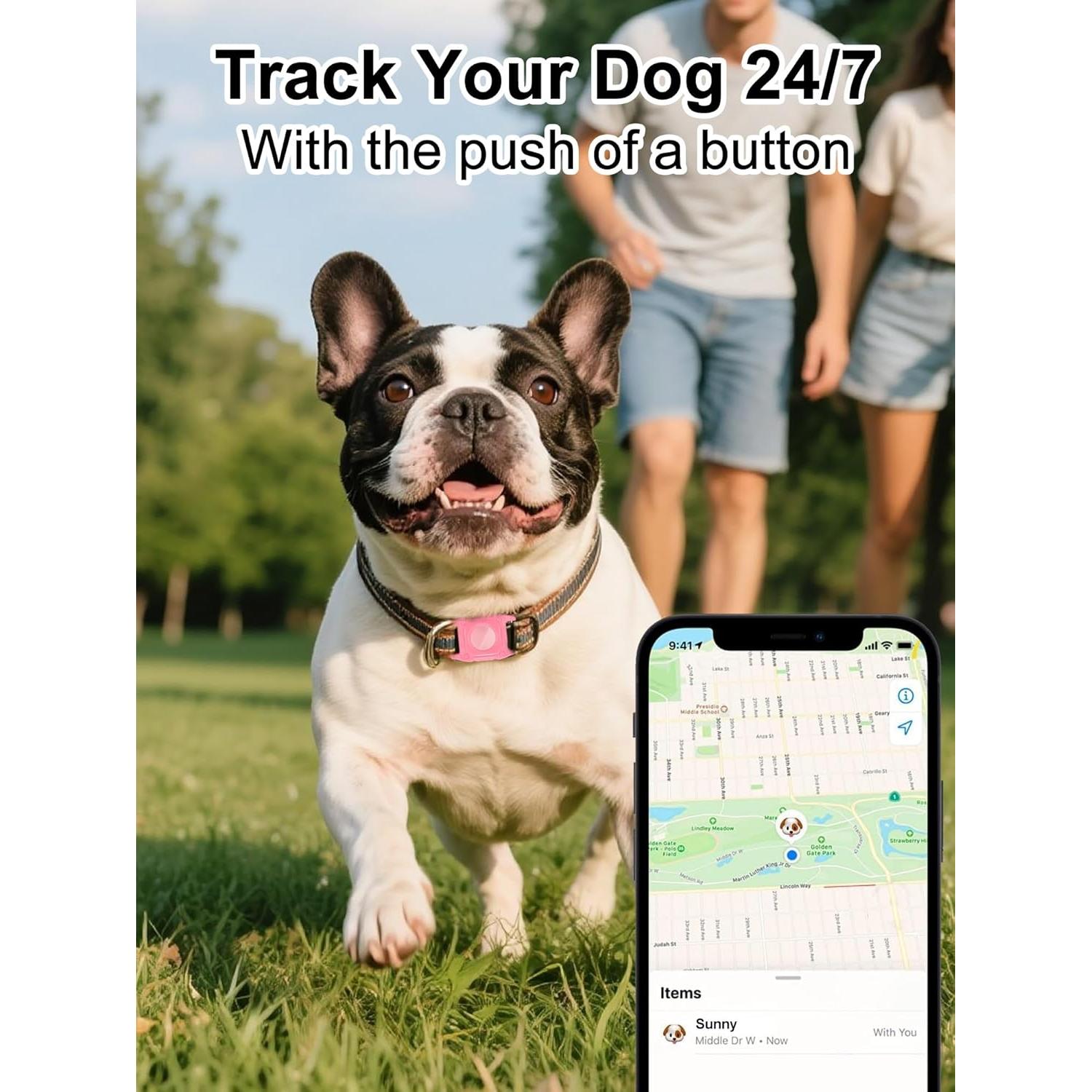 Soporte para Collar de Perro AirTag Petanims Rosa Impermeable