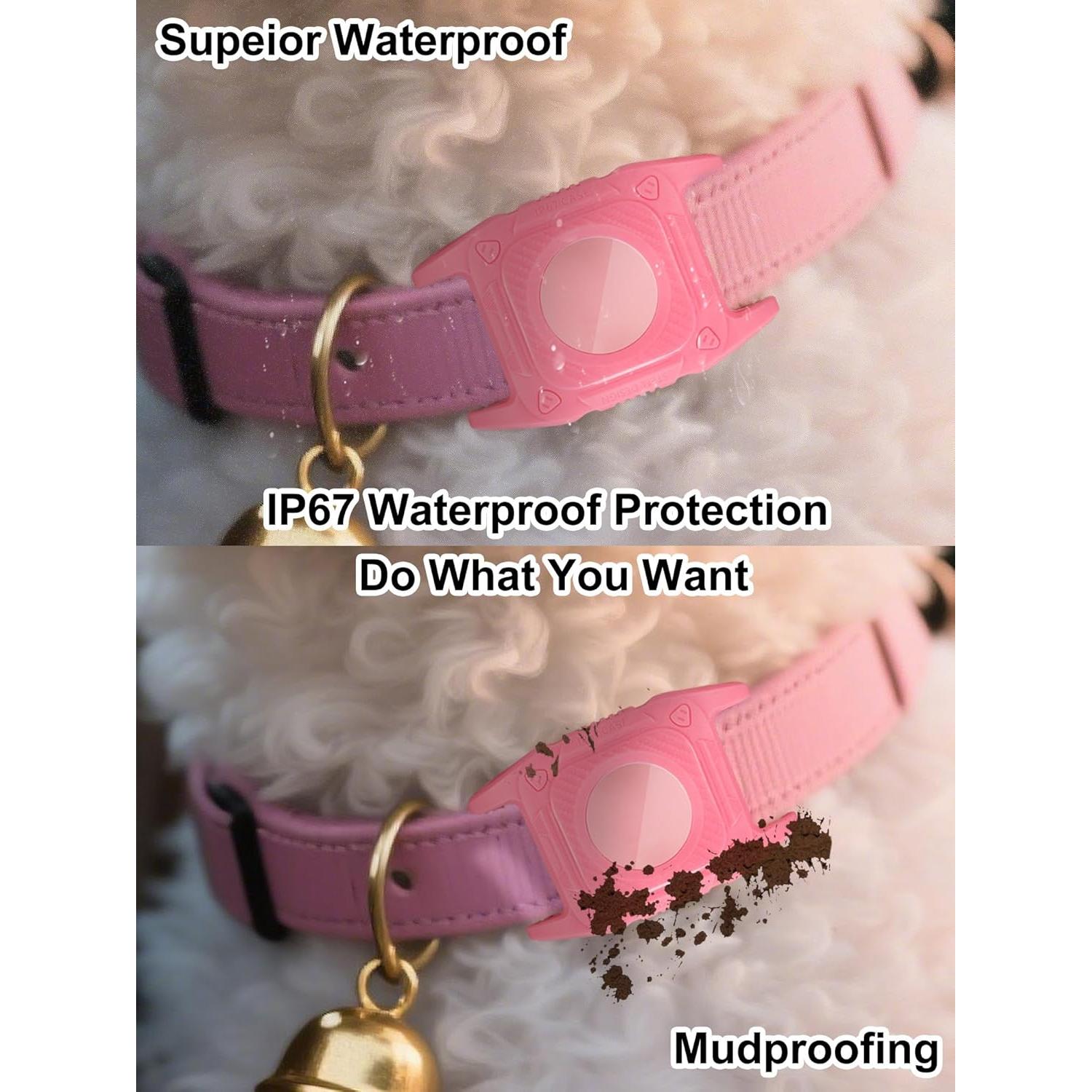Soporte para Collar de Perro AirTag Petanims Rosa Impermeable