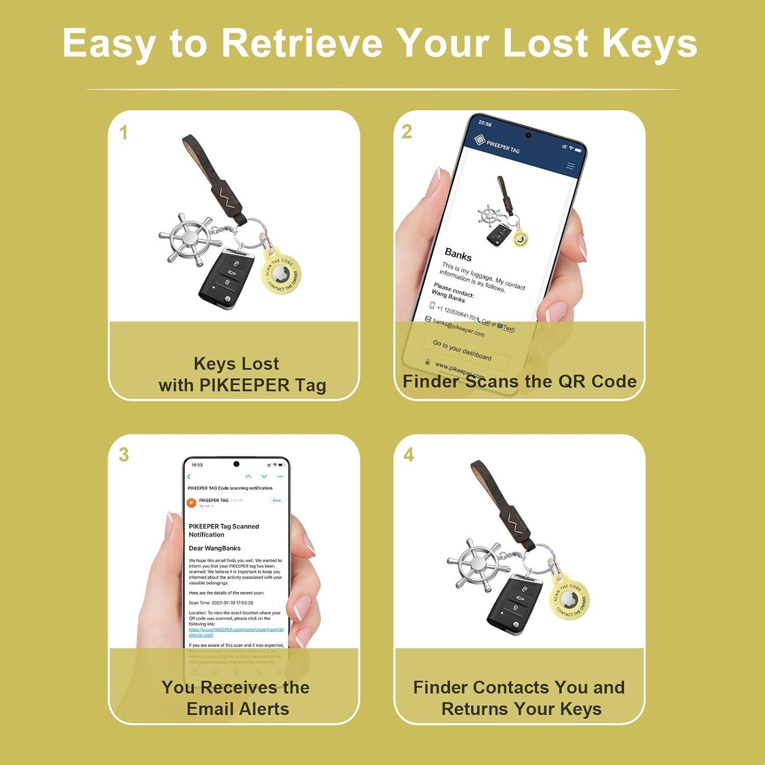 Soporte Airtag PIKEEPER con Código QR - Paquete de 4 Fundas