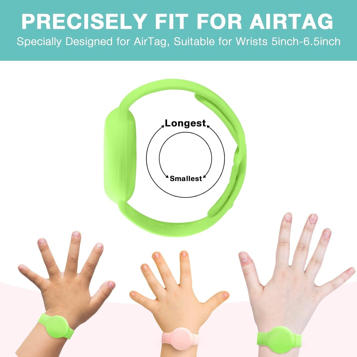 Pulsera Impermeable ZLIUCCR para AirTag Niños 2 Piezas Verde/Rosa