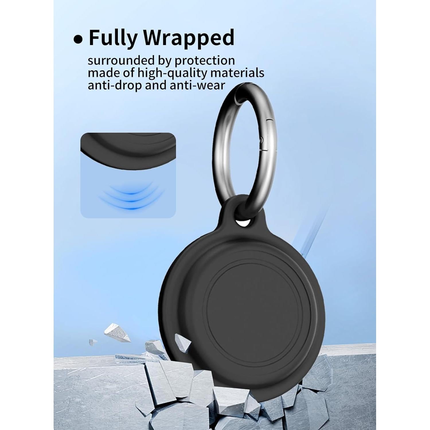 Funda de Silicona Aowoka para Air Tag - Protección Antigolpes Negra (4 Pzs)